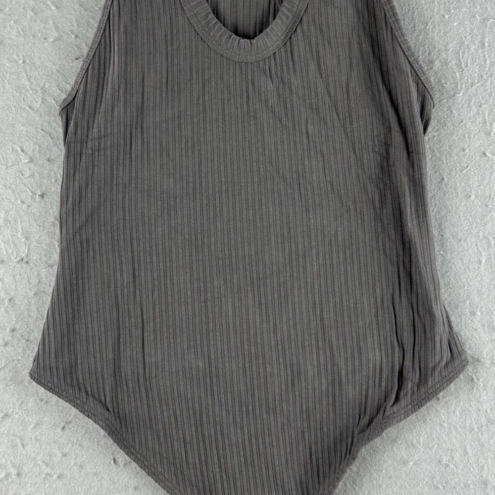 FP Movement by Free People Gray Ribbed Bodysuit